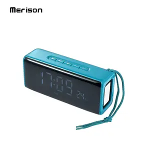 portable wireless LED digital alarm clock bluetooth music speaker with handsfree fm radio