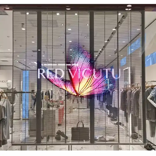 High Brightness Clear Indoor Transparent LED Display Screen Car Showroom Shopping Mall Glass Wall Advertising Decor GUOJIA LED