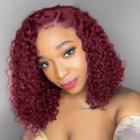 Perruque Lace Front HD 99J Bourgogne Cheveux Humains Bouclés Profonds Pré-Pluckée avec Baby Hair Rouge Vin Ondulations Profondes