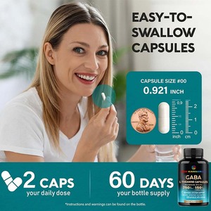 기분 지원을위한 OEM <span class=keywords><strong>GABA</strong></span> 및 L-테아닌 보충 교재 150mg L-테아닌 캡슐 지원 진정 - Product Image 5