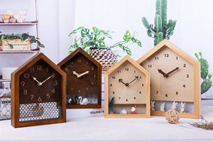 Hình dạng ngôi nhà bằng gỗ làm dễ thương phong cách bàn gỗ Đồng hồ bàn - Product Image 5