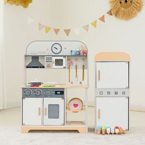 Ensemble de jeu d'imitation de cuisine en bois pour enfants : réfrigérateur, four, machine à laver, accessoires de cuisine pour tout-petits - Product Image 2