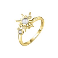 Bague anti-stress rotative ajustable en argent sterling 925 plaqué or 18 carats pour femme
