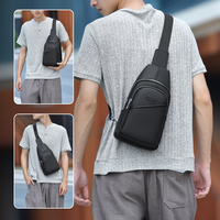 Sac de poitrine en PU noir vintage décontracté avec logo personnalisé, nouveau sac bandoulière imperméable de qualité supérieure pour homme, idéal pour les voyages et les activités de plein air