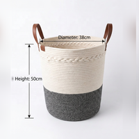 Panier à linge en corde de coton tissée HUAYI, grand format, avec poignées, panier de rangement décoratif pour le linge, grands paniers