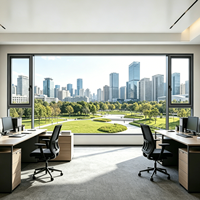 Ventanas de Aluminio con Doble y Triple Acristalamiento, Vidrio Transparente Insonorizado, Estilo Moderno para Edificios de Oficinas, con Mosquitera de Acero Inoxidable 304