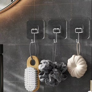 Transparent <b>Wall</b> Hooks Square Stainless Steel Removable Bathroom Hook Minimalist Design - Product Image 4