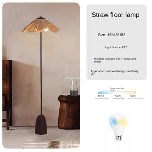 Lampadaire en bois massif américain au design rétro et moderne, LED jaune clair, étagère de table intégrée pour chambre à coucher, hôtel et salon - Product Image 3