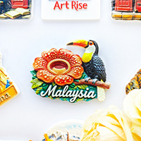 Autocollant magnétique 3D pour réfrigérateur « L'âme poétique d'une personne chinoise » avec toucan malaisien - Article de décoration magnétique pour la maison