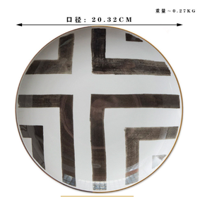 Service <span class=keywords><strong>de</strong></span> table en porcelaine fine créative, bols, assiettes, ensembles blancs avec bordure dorée, céramique haut <span class=keywords><strong>de</strong></span> gamme, motif croisement, <span class=keywords><strong>vaisselle</strong></span>, ensembles <span class=keywords><strong>de</strong></span> dîner - Product Image 6