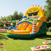Toboggan aquatique gonflable double voie pour adultes en PVC coloré, château gonflable combiné, toboggan aquatique gonflable avec piscine