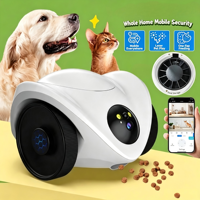 Wiederaufladbare Kabellose Haustierkamera, Bewegliche Indoor-Haustier-Roboterkamera mit Leckerli-Spender, Ferngesteuertes Interaktives Spielzeug für Hunde & Katzen