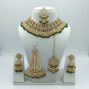 Luxury Vintage Certified Copper Rhodium Plated Zircon Choker Necklace Set Earrings Maang Tikka Ethnic <b>Indian</b> Wedding Engagement - Product Image 2