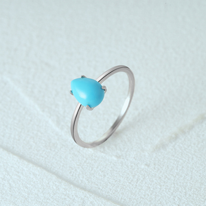 CANNER Wholesale 925 Sterling Silver Gemstone <b>Ring</b> Jewellery <b>Turquoise</b> Waterdrop Stone <b>Rings</b> for Women Gifts - Product Image 2