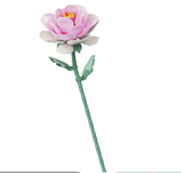Femibox FL2258 Modèle de jouet Blocs de construction Fleurs artificielles 92 pièces Plastique ABS Jouet éducatif de construction DIY Décoration de la maison