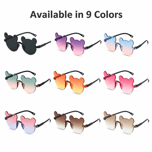 Kids <b>Bear</b> Sunglasses <b>Cute</b> Cartoon Rimless Trendy Resin Lens TR Frame Children Sun Glasses - Product Image 3