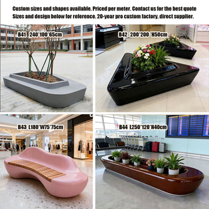 UHPC Artistic Seating With Flowerpot Custom GRC Modern Outdoor Furnishings Public Seating for Urban Green Belts - Product Image 6