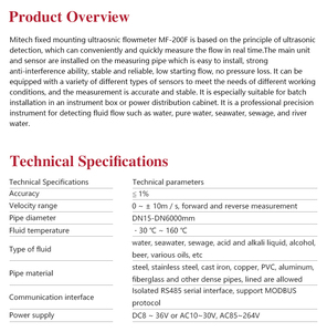 Débitmètre à ultrasons intégré <span class=keywords><strong>Meitai</strong></span> MF-200F - Sortie OCT programmable isolée à double canal - Product Image 3