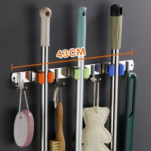 Accesorios sanitarios y accesorios <span class=keywords><strong>de</strong></span> baño, abrazadera <span class=keywords><strong>para</strong></span> fregona, soporte multifuncional <span class=keywords><strong>para</strong></span> fregona/escoba montado en la pared <span class=keywords><strong>para</strong></span> <span class=keywords><strong>el</strong></span> <span class=keywords><strong>hogar</strong></span>, nuevo listado - Product Image 5