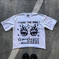 Logo personnalisé 300GSM Streetwear Box Cut Tee T Shirt T-shirt court lourd T-shirt graphique en coton surdimensionné Boxy Fit pour hommes