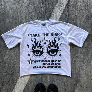 Logotipo personalizado 300GSM Streetwear Box Cut camiseta Heavyweight Cropped Top camiseta gráfica de algodón de gran tamaño Boxy Fit camiseta hombres - Product Image 3