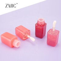 Quadratische Lippenstiftflasche, Rot-Orange Transparente Lippenstifthülse, Anpassbare Logo-Lippenstifthülse Lippenöl-Tube mit Großem Applikator