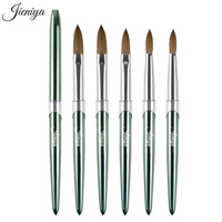 Fournisseur d'articles pour ongles 2027, pinceaux à ongles en poils de Kolinsky, manche en métal vert, pinceaux acryliques pour nail art Kolinsky