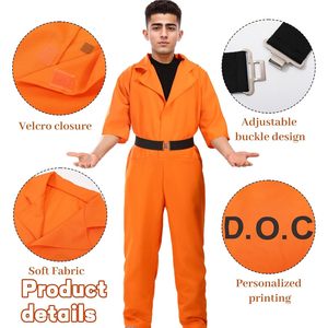 Disfraz Unisex de Prisionero Naranja SINSEN con Cinturón y Estampado D.O.C para Fiesta de Halloween - Product Image 5