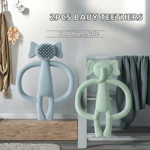 2 Stück Silikon-Beißringe für Babys, BPA-frei, weiche Beißringe-<span class=keywords><strong>Set</strong></span> für Jungen und Mädchen von 0-24 Monaten - Product Image 2