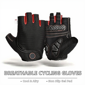 Gants de moto respirants à doigts entiers avec rembourrage en gel antidérapant |   Gants de sport unisexes en cuir coupe-vent pour la salle de sport et les activités de plein air - Product Image 2