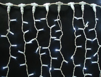 Guirlande lumineuse de mariage en forme de rideau avec câble en caoutchouc blanc, LED blanc chaud avec des étincelles blanches, étanche, pour usage extérieur