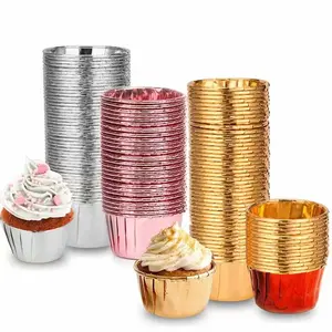 Bicchieri per cupcake usa e getta nuova carta placcata in alluminio oro argento pirottini per Muffin arrotolati cupcake resistente alle alte temperature