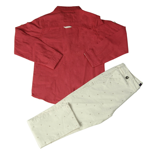 Ensemble de Vêtements pour Garçons en Gros Tissu de Coton de Qualité Chemise et Pantalon pour Enfants pour le Printemps et l'Été Motif Uni - Product Image 6