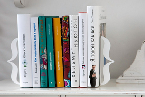 Supports de livres en métal minimalistes en forme de U, noir + blanc, pour la décoration de bureau, étagère, livres, CD, DVD - Product Image 2