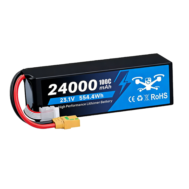 High Capacity 6S 24Ah LiPo Battery Pack 23.1V Long Endurance for Drone & RC Toy Use 1000 Cycles