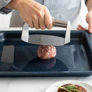 Herramientas de parrilla de cocina con logotipo personalizado, palitos de hamburguesa de acero inoxidable duraderos, prensa de carne Manual para barbacoa - Product Image 3