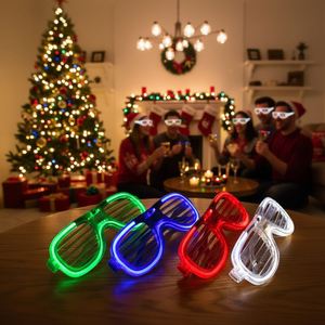 Lunettes de soleil carrées en plastique fluorescentes EL à lumière froide, monture cœur, pour enfants et adultes, anniversaire, mariage, Noël, Nouvel An - Product Image 1