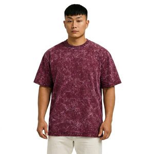 ผู้ผลิตเสื้อยืดผู้ชายสไตล์วินเทจแบบ OEM เป็นมิตรกับสิ่งแวดล้อม ผ้าฝ้ายทรงโอเวอร์ไซส์ ทรงบ็อกซี่ฟิต ล้างสีแบบแอซิดวอช รับพิมพ์ลาย DTG DTF ปักลาย  ขั้นต่ำในการสั่งซื้อน้อย - Product Image 1
