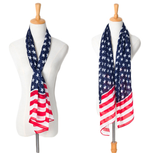 Polyester Stars And Stripes USA Star Flag Scarf Soft Chiffon Scarf American Flag Scarf For Independence Day 4th of Jul