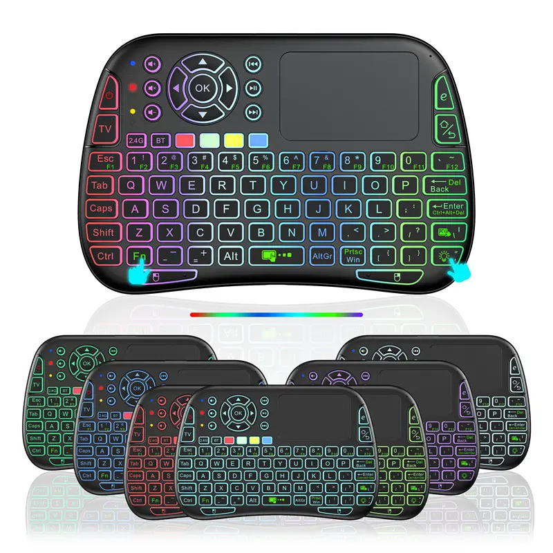 M9 Multicolor Backlit 2.4G+ Blue Tooth Dual-Mode Wireless Voice Touch Keyboard