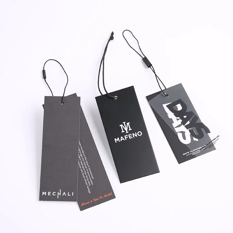 Custom cardboard paper tags Hanging clothe Label Swing Tag personalized name knotted strings hang tag for clothing Hangtag