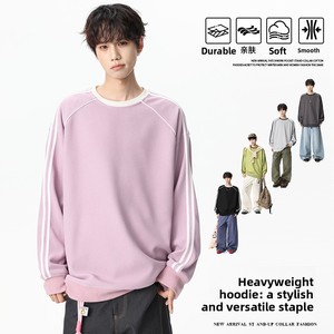 <span class=keywords><strong>Felpa</strong></span> da Uomo Stile Americano a Righe con Collo Rotondo e Maniche Raglan, Primaverile, in Misto Poliestere e Cotone, Antipiega, Casual e Comoda - Product Image 2