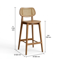 Tabouret de bar moderne en bois avec assise en contreplaqué finition teintée pour îlot de cuisine ou café