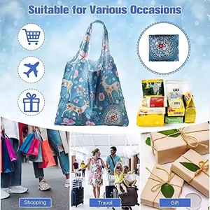 <span class=keywords><strong>Sac</strong></span> d'épicerie pliable réutilisable personnalisé, imperméable, en polyester, écologique, <span class=keywords><strong>sac</strong></span> de shopping pliable en polyester avec logo imprimé - Product Image 4