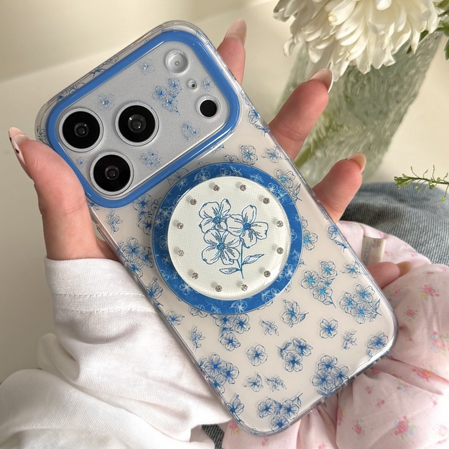 Retro Gold-plated Full-screen Flower-shaped Phone case for Apple 17 Promax Mobile Phone iPhone 16 Magnetic 15 Stand 14 Hard