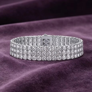 Bracelet Tennis Élégant en Argent Sterling 925 avec <span class=keywords><strong>3</strong></span> Rangs de Moissanite VVS Effet Givré pour Femmes et Hommes, Certifié GRA - Product Image 2