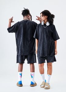 เสื้อยืดผู้ชายลายกราฟิกแบบกำหนดเองเสื้อยืดโอเวอร์ไซซ์สไตล์วินเทจซักกรด240กรัมพิมพ์สกรีนผ้าไหมสีทึบ - Product Image 4