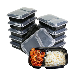 Takeaway Microwavable Plastic Disposable 3 <b>Compartment</b> Bento Food Storage <b>Lunch</b> <b>Boxes</b> / Meal Prep Containers - Product Image 1