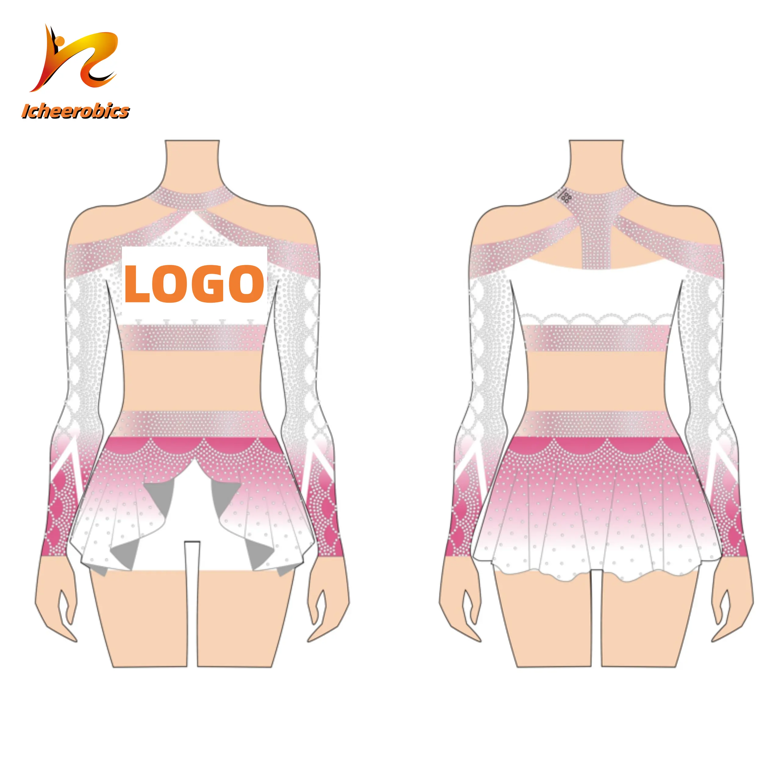 Icheer obic Entwerfen Sie Ihre eigenen rosa Cheerleader-Kostüme in Unterwäsche Cheer Leading Uniformen Varsity