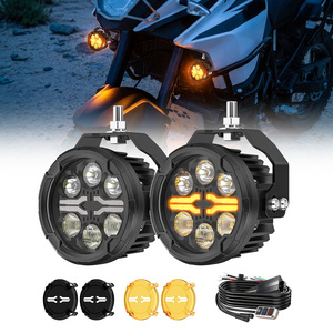 3.6 英寸双箭头 DRL 摩托车 LED 辅助聚光灯，带频闪功能，适用于 ADV 越野摩托车 - Product Image 1